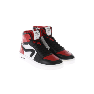 H1665 Sneaker Zwart Rood Wit